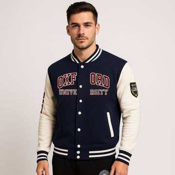OXFORD UNIVERSITY APPLIQUE EMBROIDERED BASEBALL JACKET