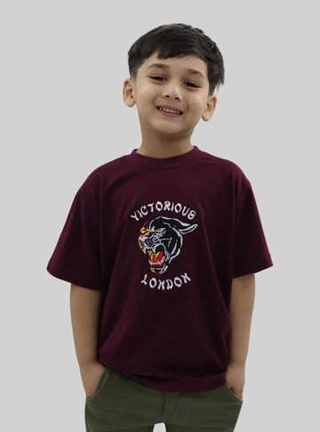 KIDS BLACK TIGER LONDON EMBROIDERED T-SHIRT