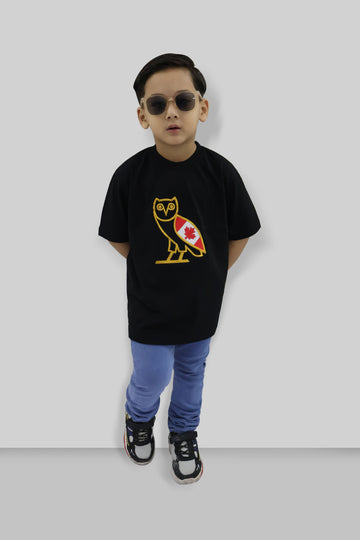 KIDS CANADA FLAG WITH GOLD EMBROIDERED T SHIRT