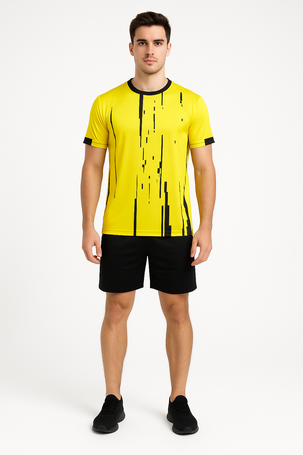MEN POLYESTER YELLOW AND BLACK SPORTS T SHIRT