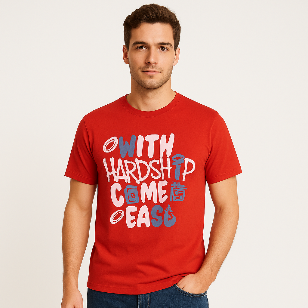 WITH HARDSHIP COME EASE  PRINTED T SHIRT
