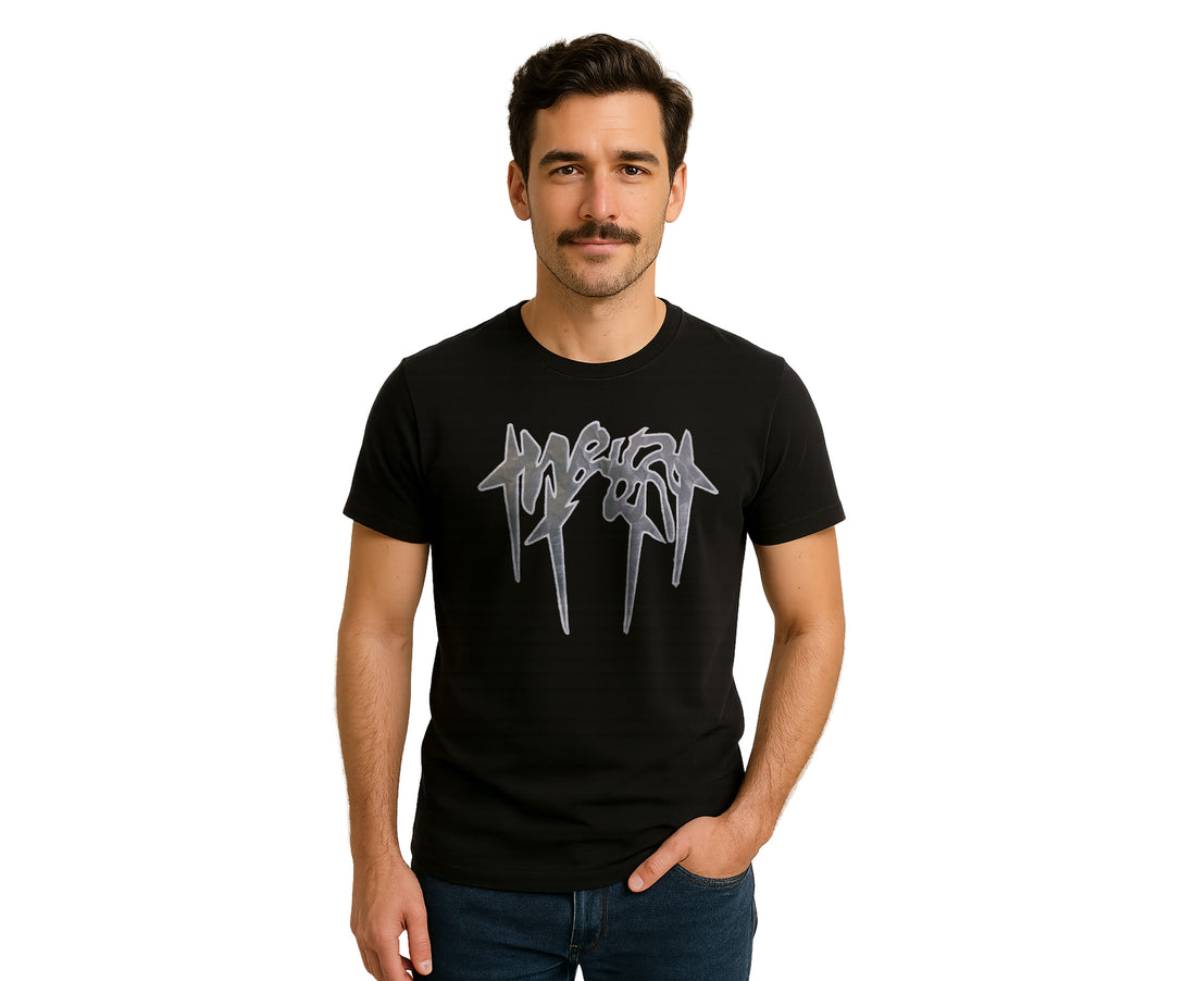 LEATHER APPLIQUE EMBROIDERY T SHIRT