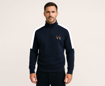 Half-Zip Half-Panel Sweatshirt with VL Embroidery