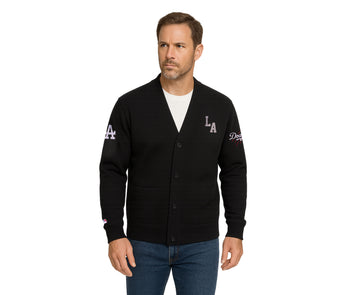 LA Embroidered Cardigan Sweater Men Solid Color With Button