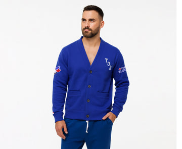 TOR Embroidered Cardigan Sweater Men Solid Color With Button