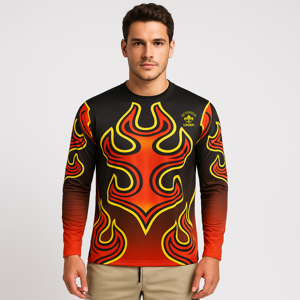 Sublimation Red Yellow Black Shirt Printed Polyester Orange And