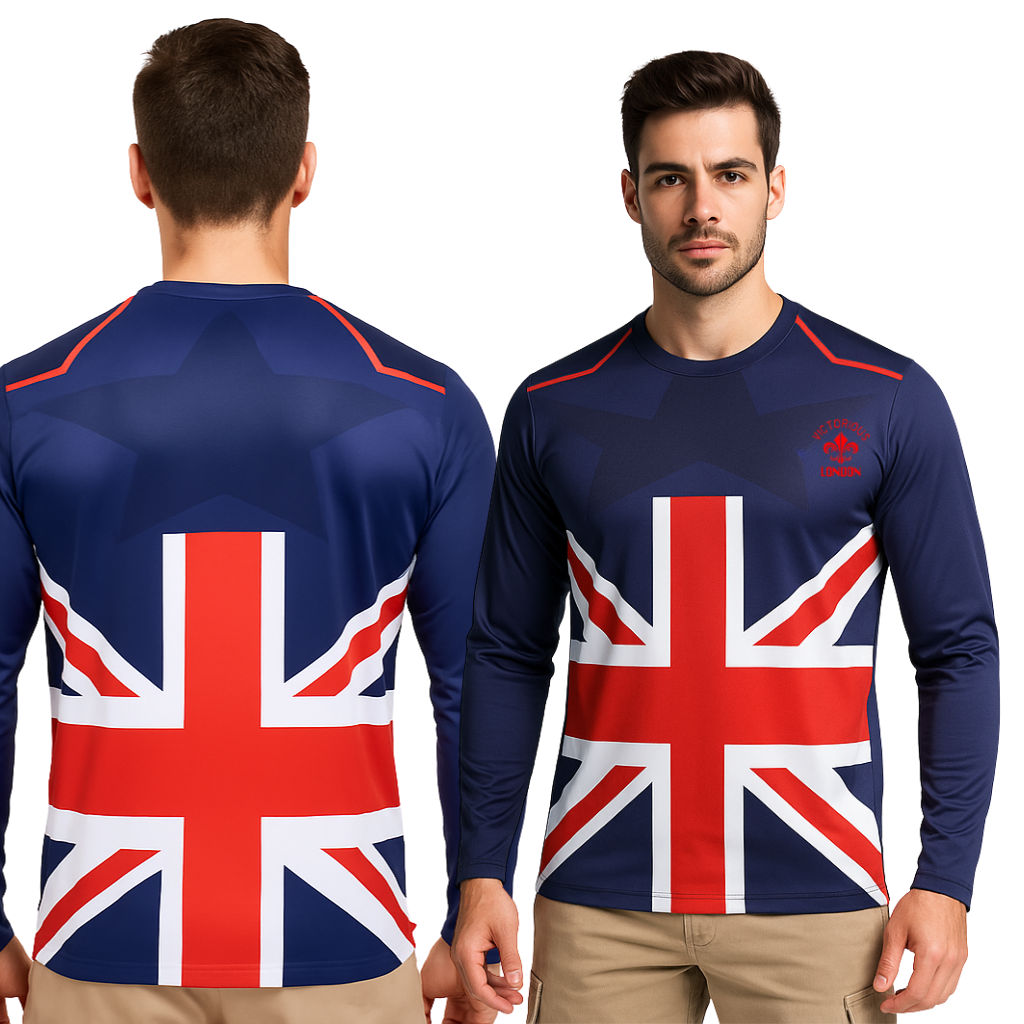 ENGLAND FLAG PRINTED FRONT & BACK FULL SLEEVE T SHIRT