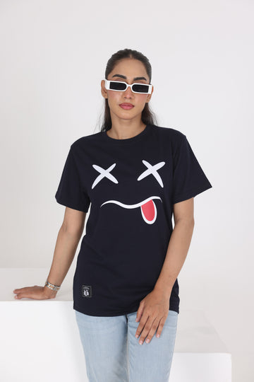 WOMEN EMOJI FACE GRAPHIC T-SHIRT
