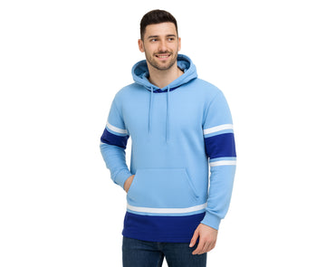 Light Blue Color Block Multi Panel Hoodie