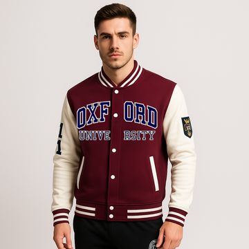 OXFORD UNIVERSITY APPLIQUE EMBROIDERED BASEBALL JACKET