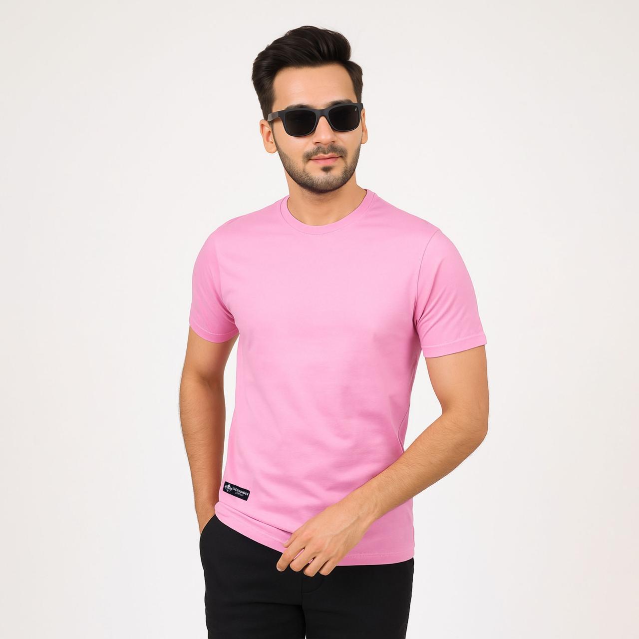 Men’s Solid Pink Crew Neck T-Shirt