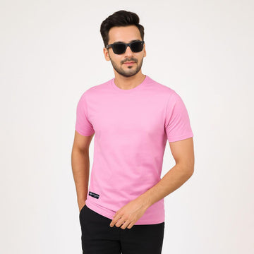 Men’s Solid Pink Crew Neck T-Shirt