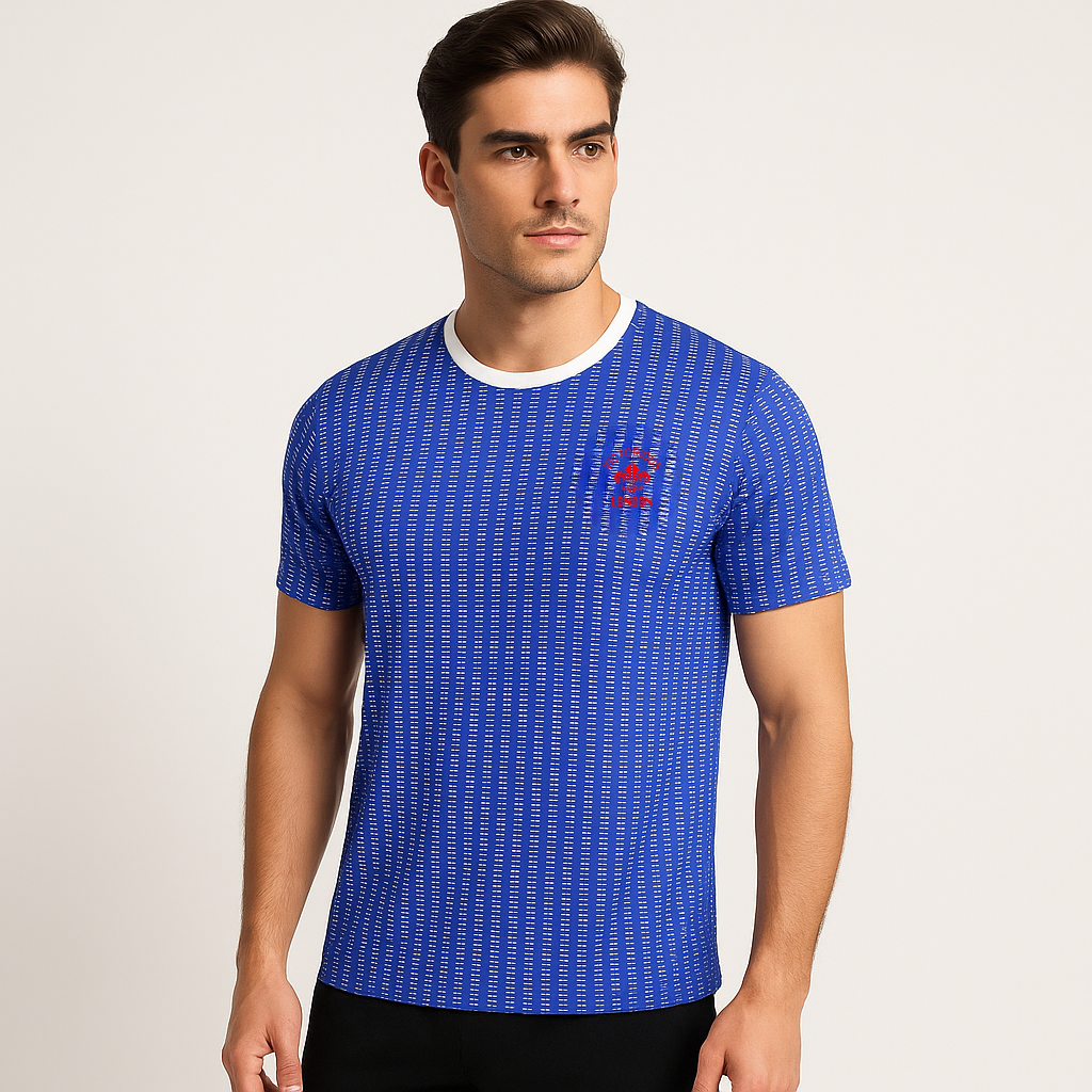 BLUE & WHITE ALL OVER PRINTED T SHIRT