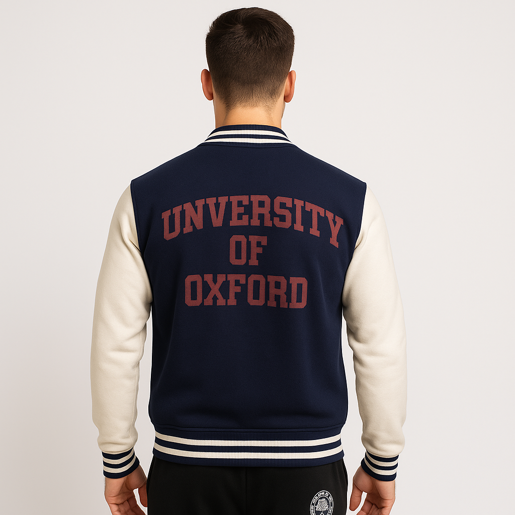 OXFORD UNIVERSITY APPLIQUE EMBROIDERED BASEBALL JACKET