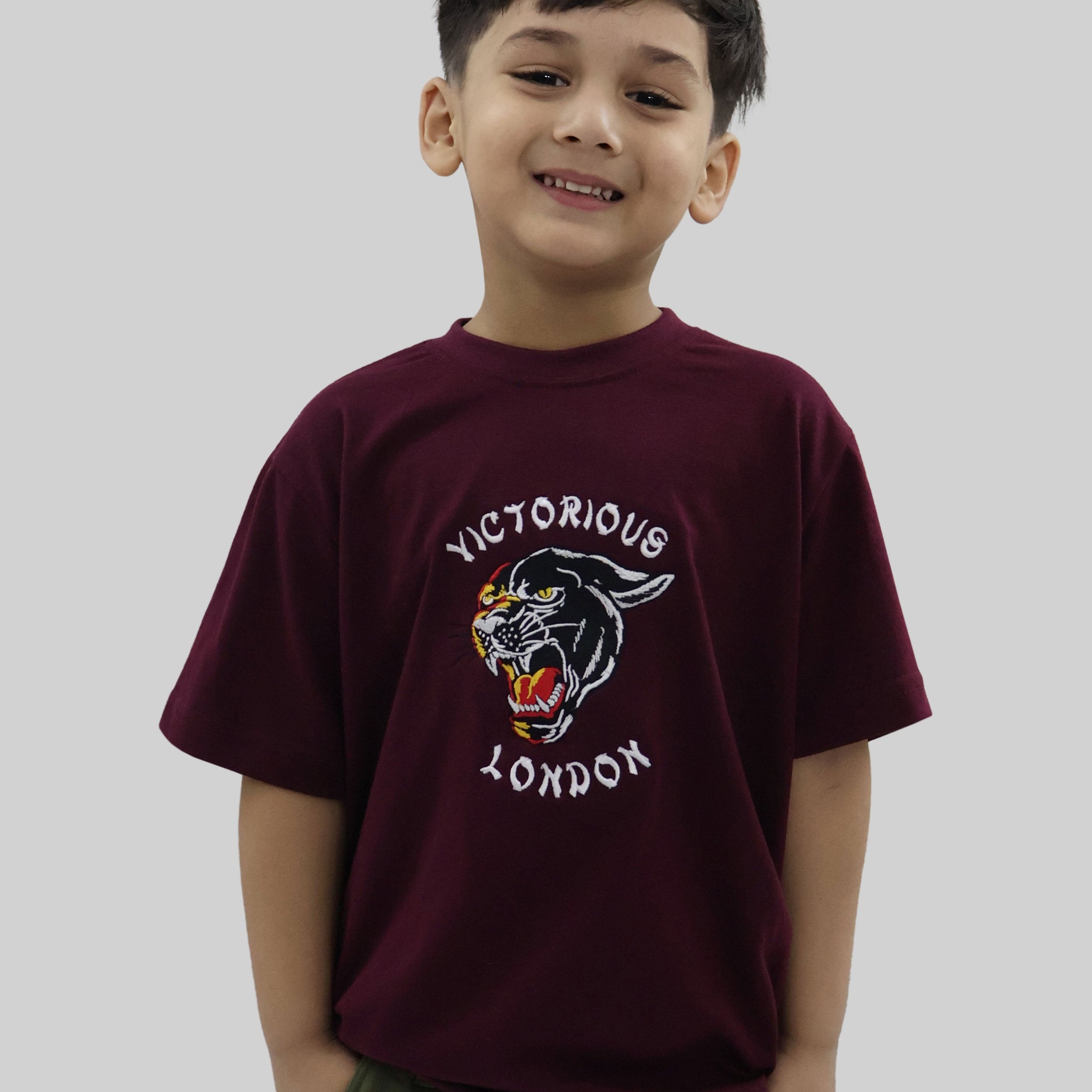 KIDS BLACK TIGER LONDON EMBROIDERED T-SHIRT