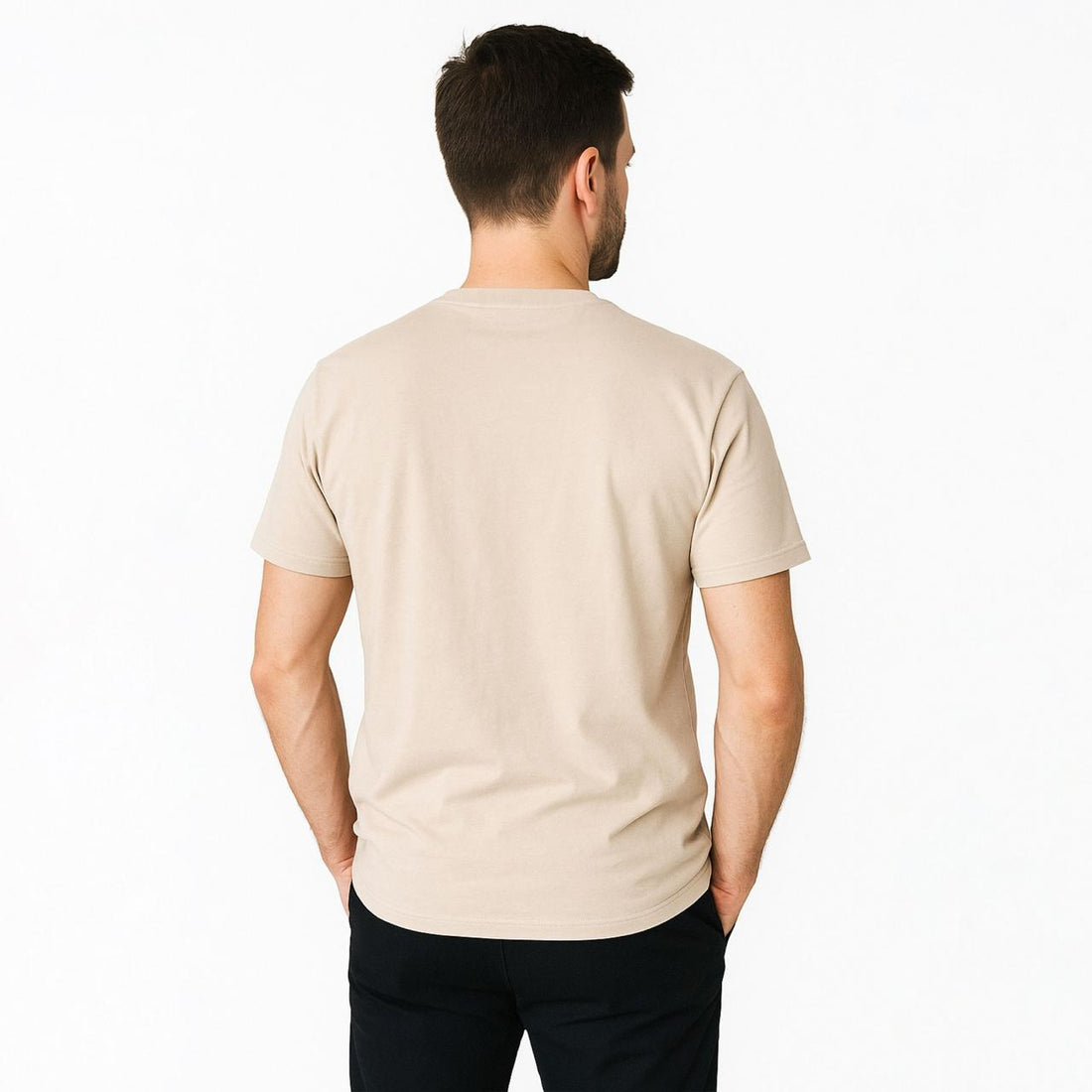 Men’s Solid Sand Crew Neck T-Shirt