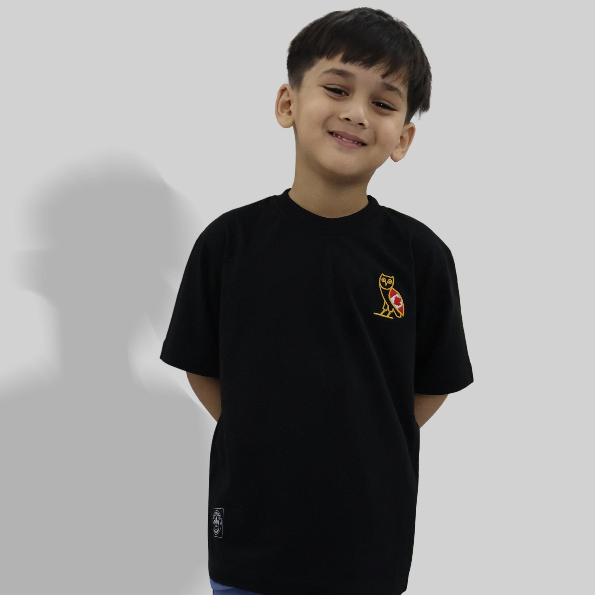 KIDS OWL CANADA FLAG EMBROIDERED T SHIRT