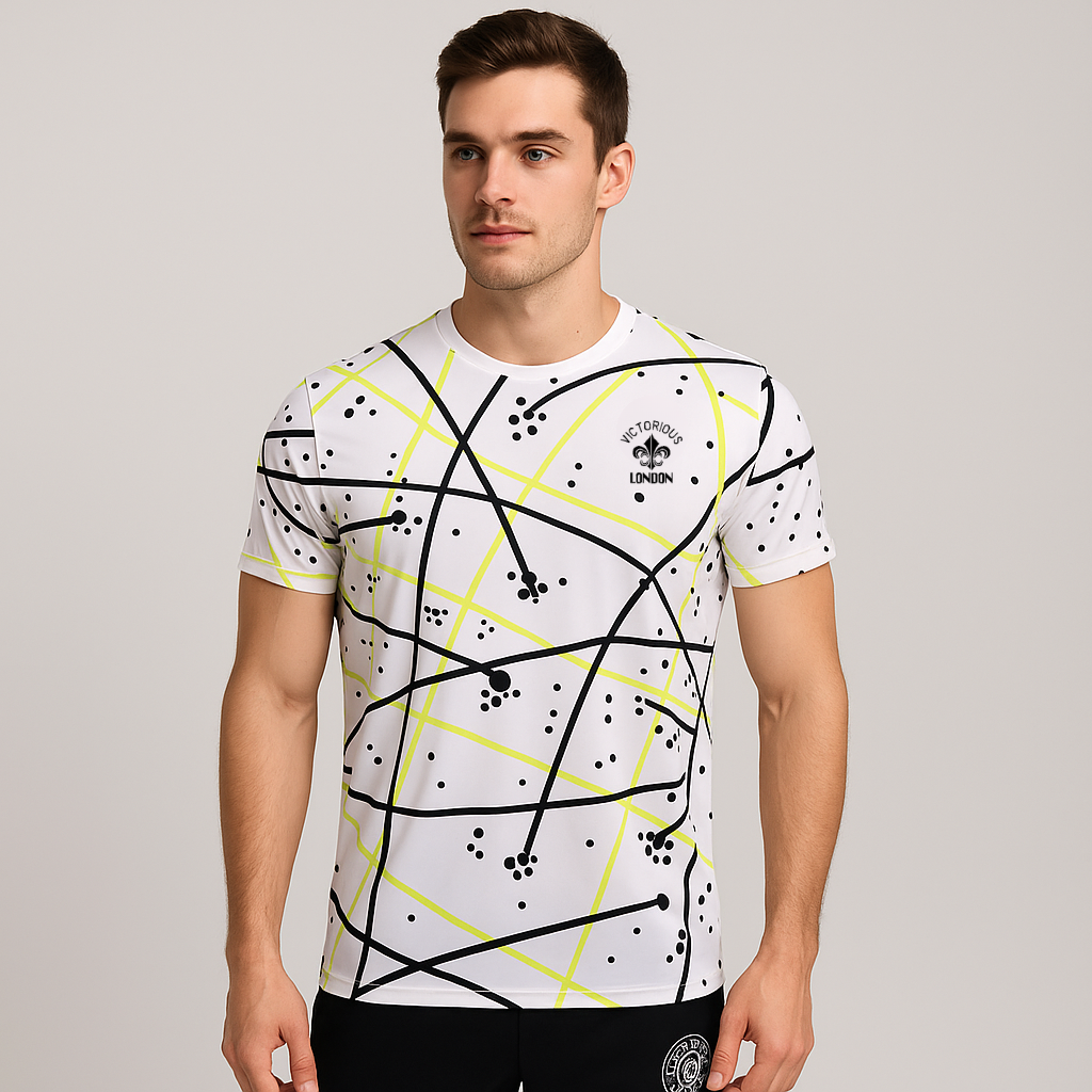 WHITE BEST CREW NECK ALL OVER GEM WEAR PRINTED T SHIRT