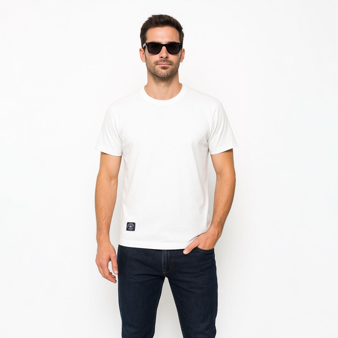 Men’s Solid White Crew Neck T-Shirt