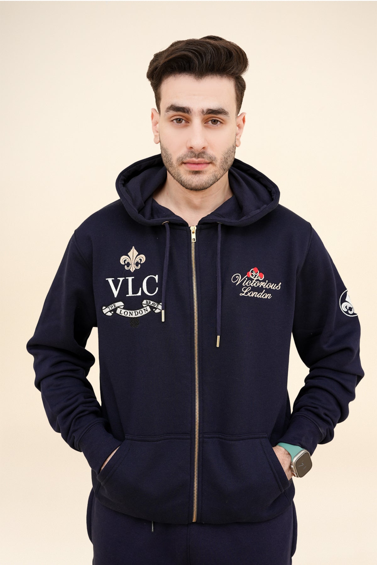 Men’s Navy Blue Zip-Up Hoodie