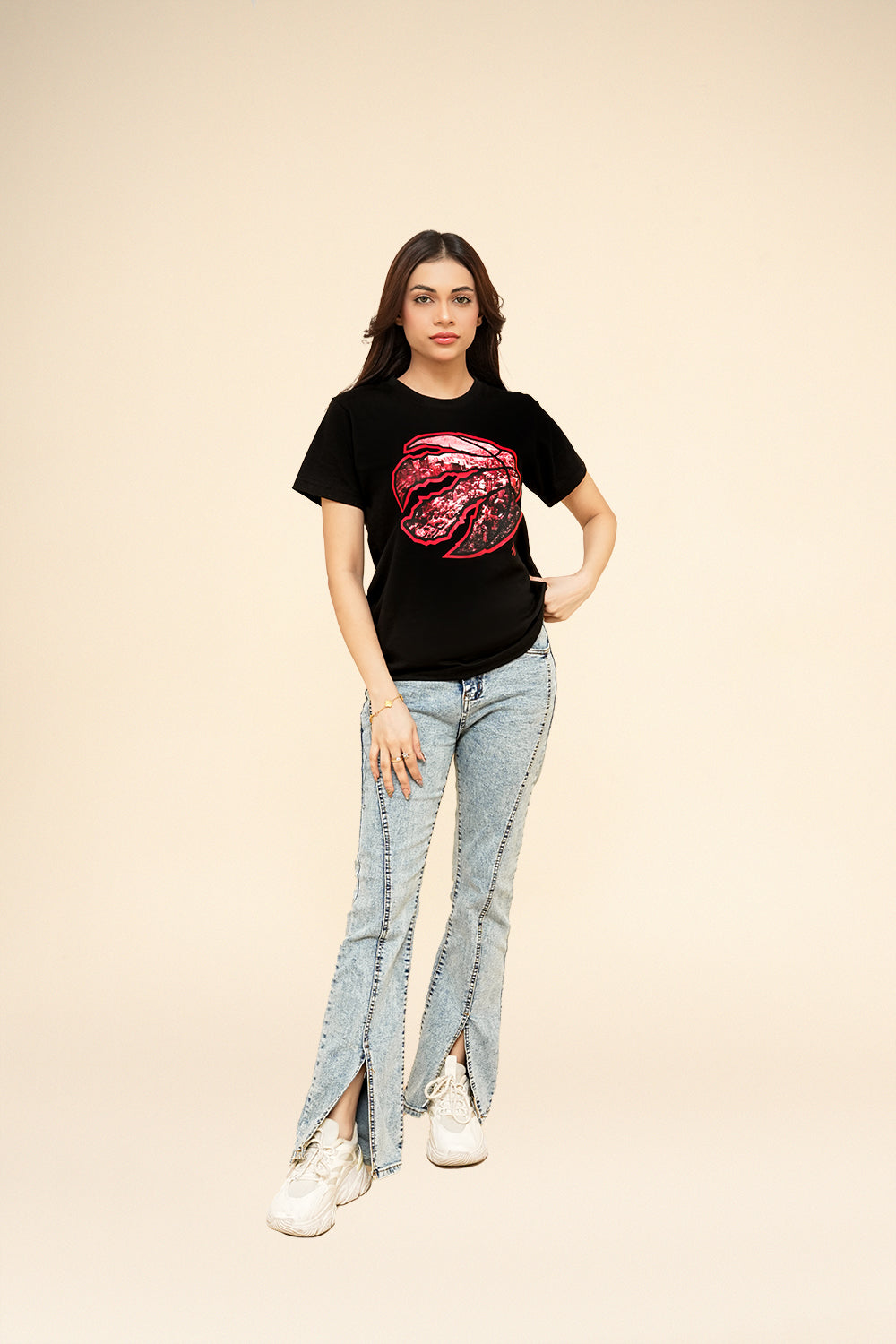 WOMEN TR LOGO FRONT & BACK PRINTED T SHIRT
