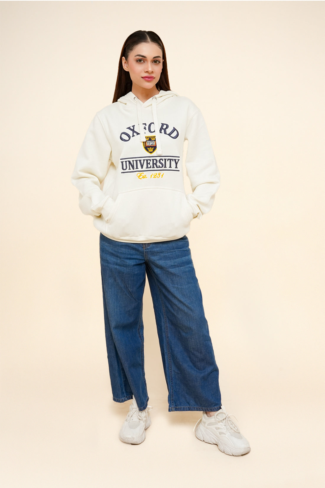 Women Oxford University White Hoodie