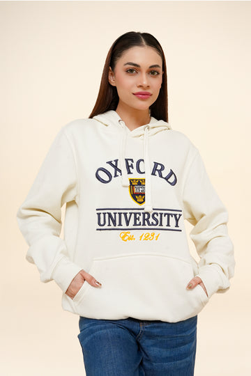 Women Oxford University White Hoodie