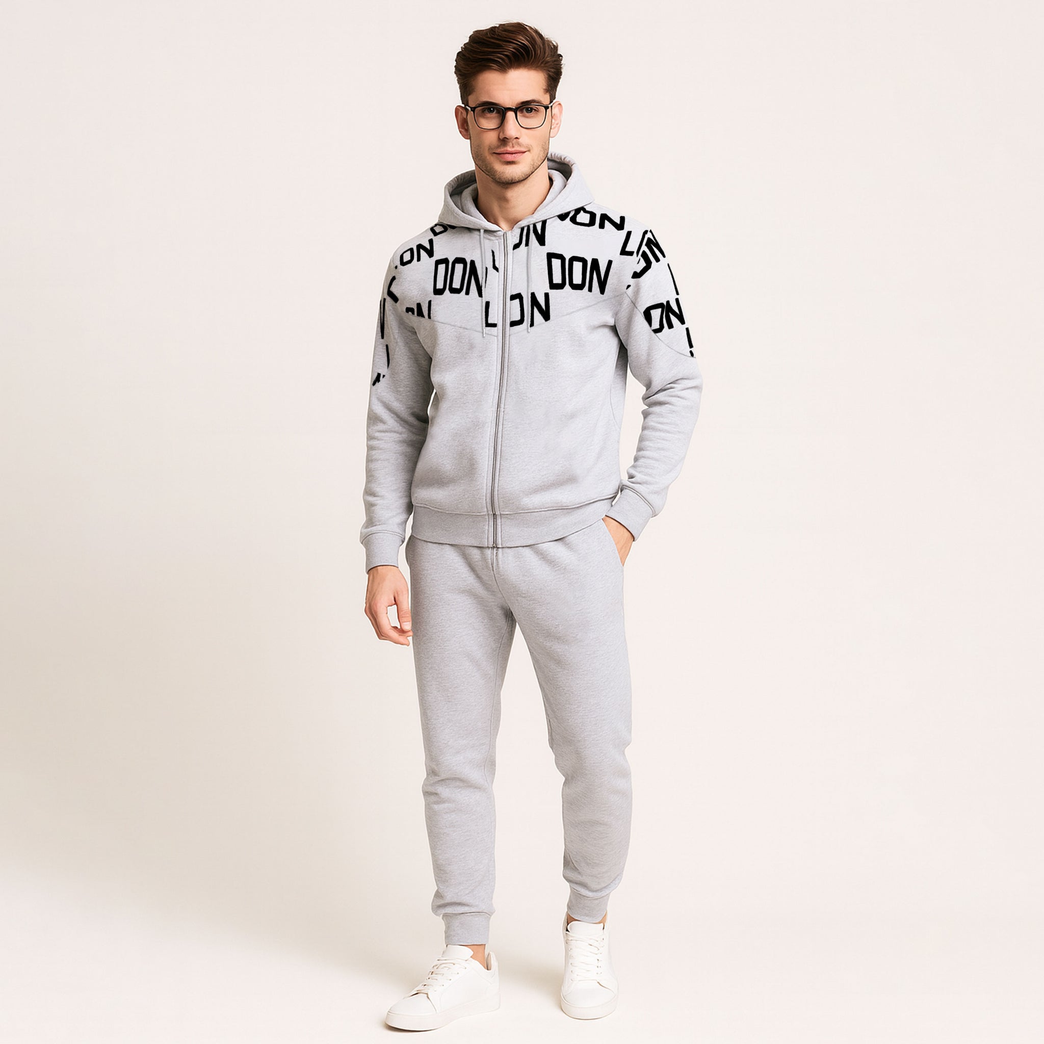 Grey Color With London Black Printed Twinset