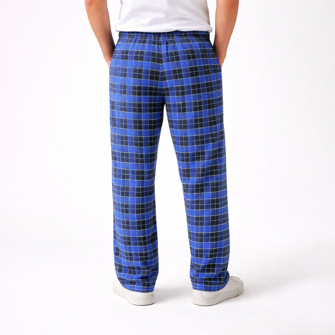 Men's Black Navy Plaid Flannel Pants