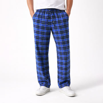 Men's Black Navy Plaid Flannel Pants