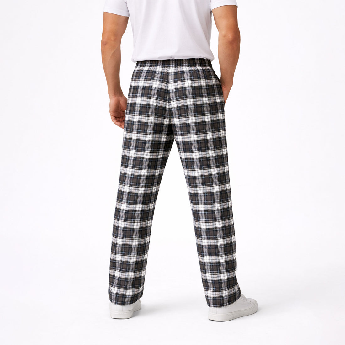 Men's Brown White Plaid Flannel Pants