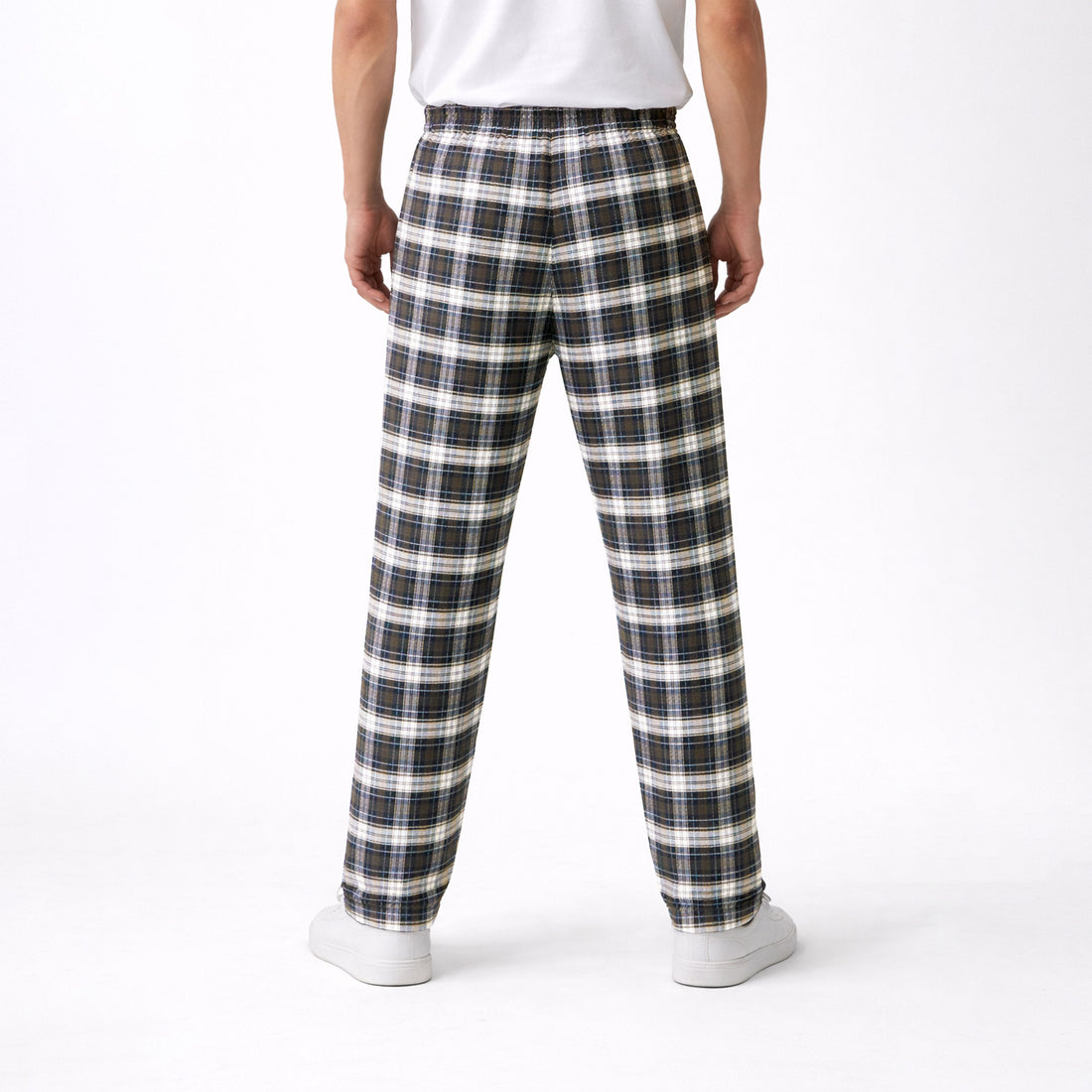 Men's Brown White Plaid Flannel Pants