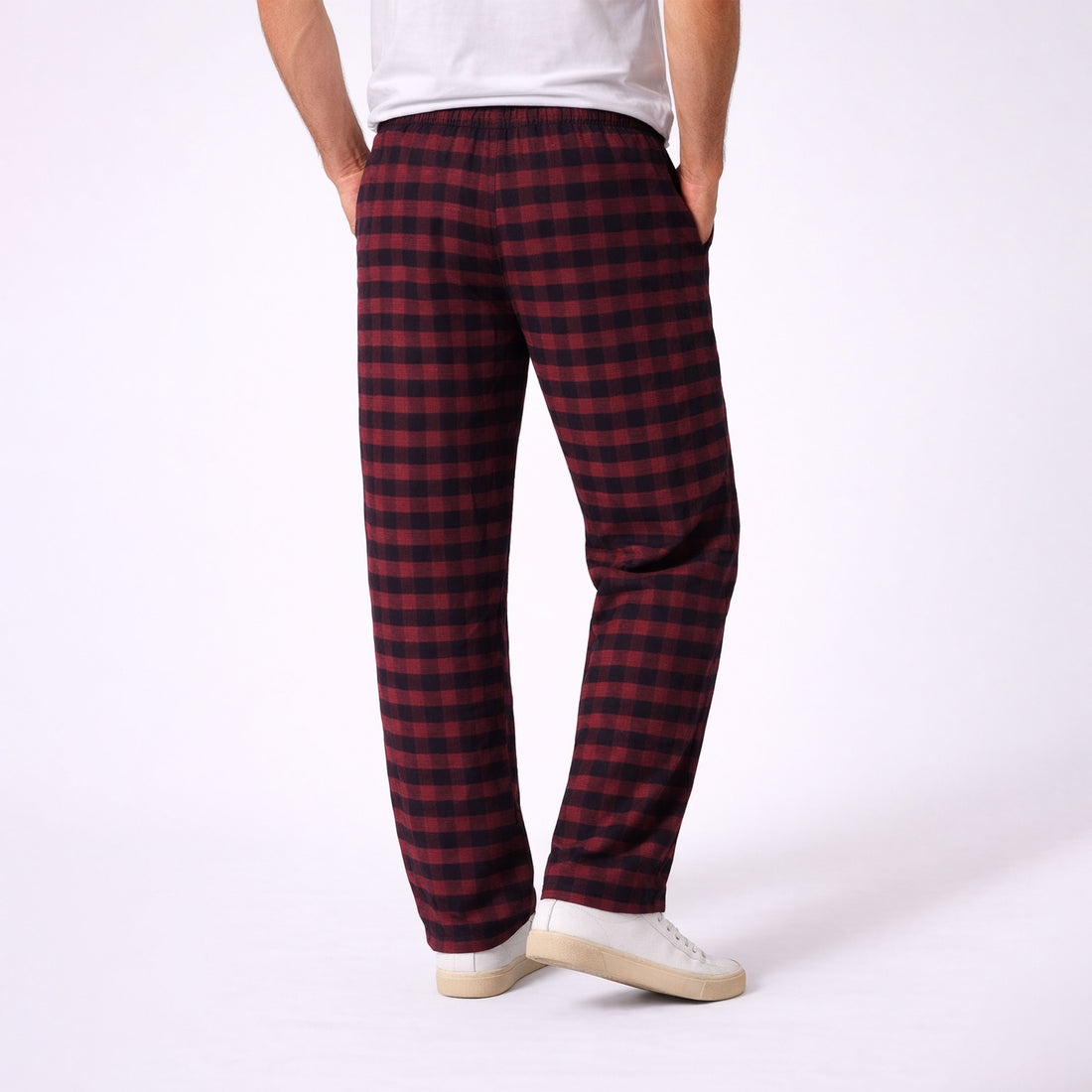 Men's Red Black Plaid Flannel Pants