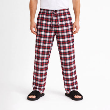 Men's Red Plaid Flannel Pants With Out Pocket