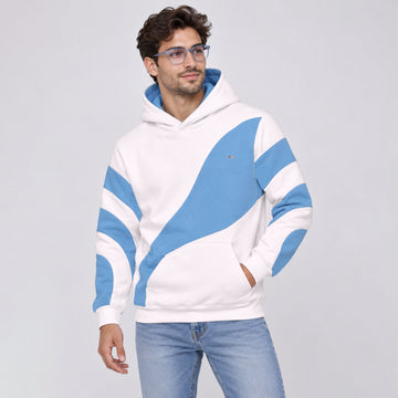 Men’s Blue & White Colorblock Hoodie