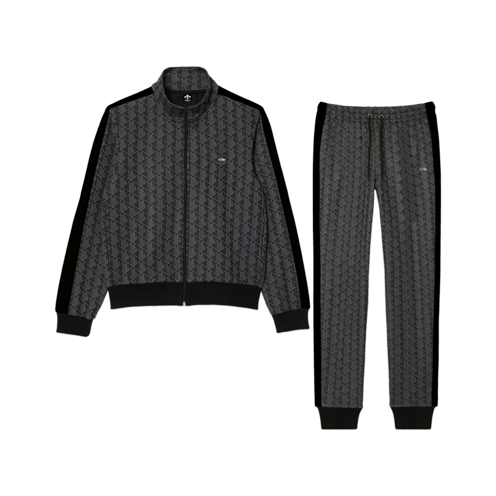 All-Over Side Stripe Panel Black Tracksuit