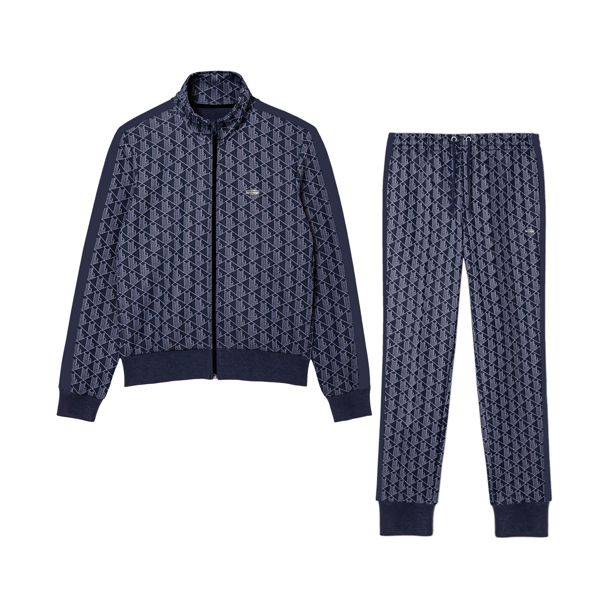 All-Over Side Stripe Panel Navy Tracksuit