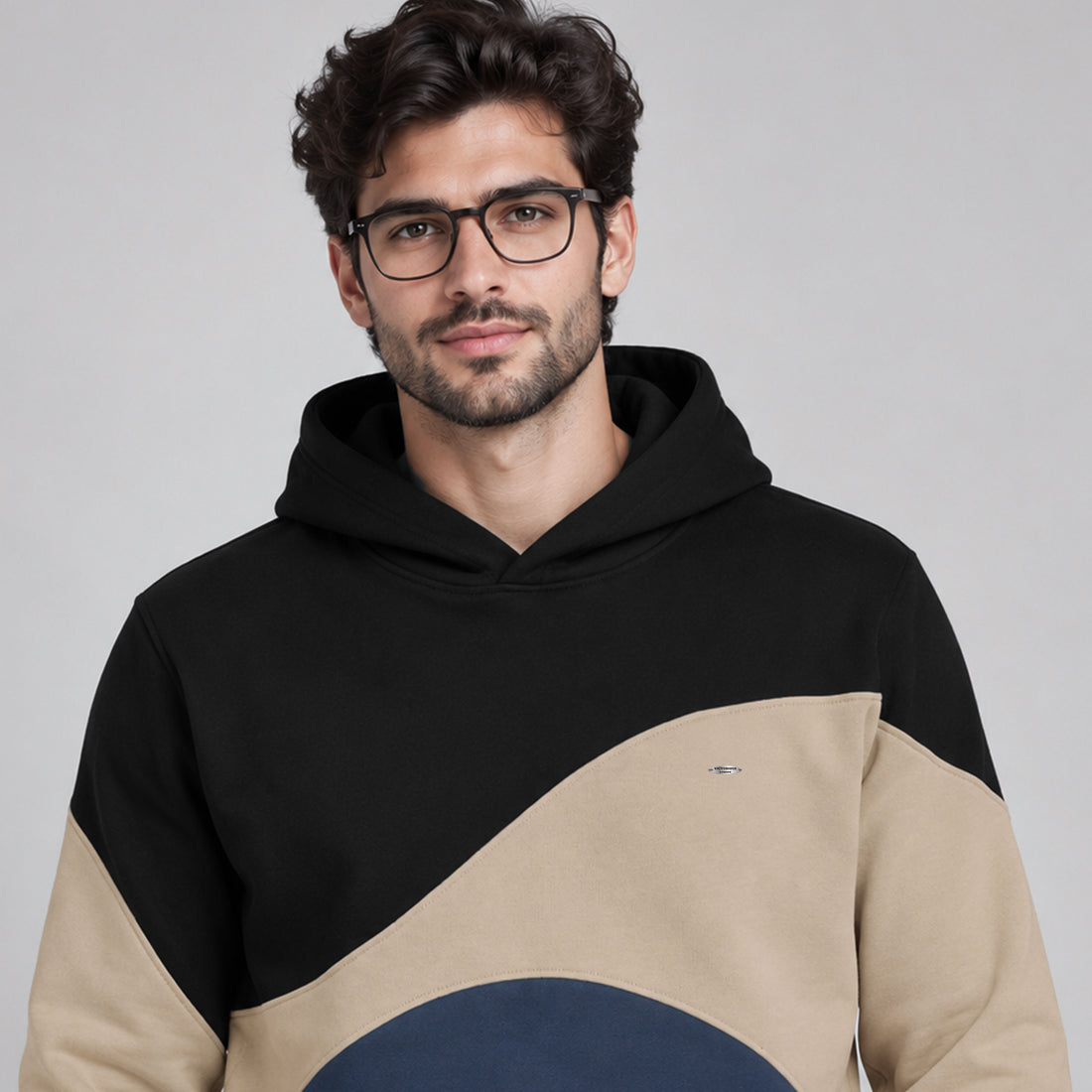 Men's Contrast Swirl Pullover Hoodie with Kangaroo Pocket