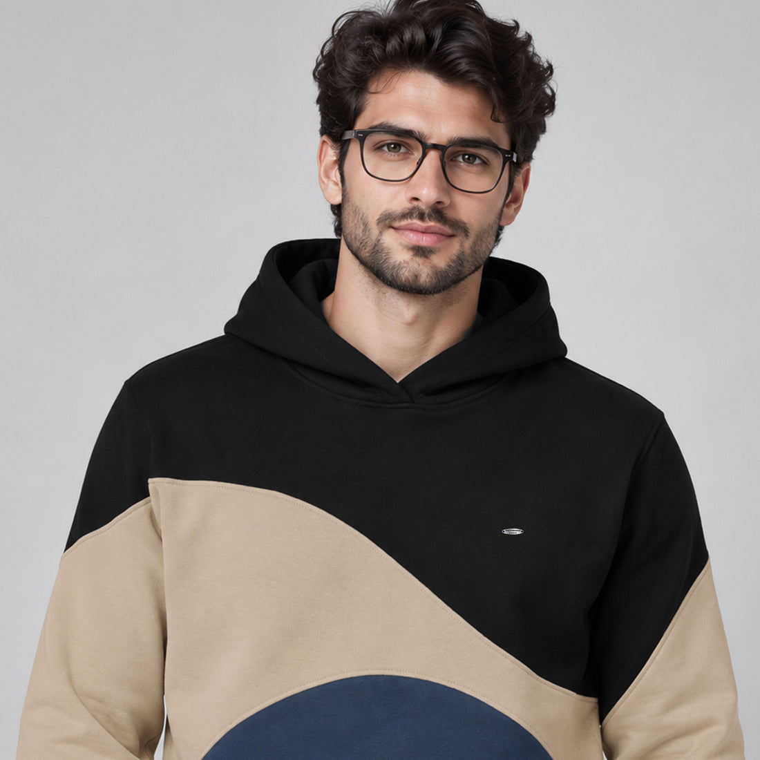 Men's Contrast Swirl Pullover Hoodie with Kangaroo Pocket