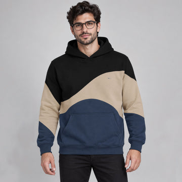 Men's Contrast Swirl Pullover Hoodie with Kangaroo Pocket
