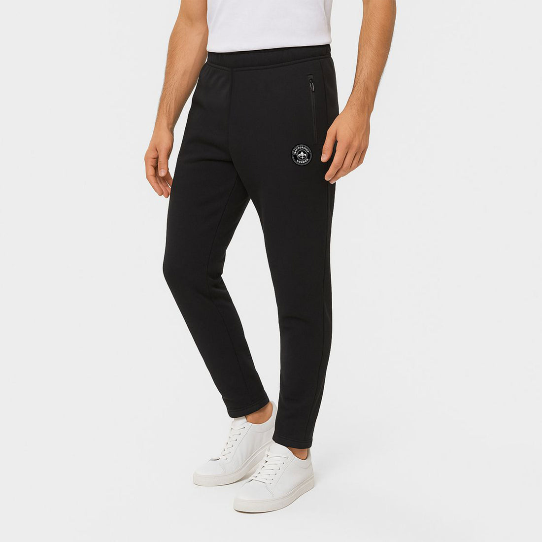 Men’s Slim-Fit Joggers with Back Stripe Detail & Round Badge