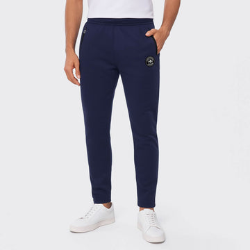 Men’s Slim-Fit Joggers with Back Stripe Detail & Round Badge