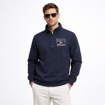 Men's Half Zip Collar Sweatshirt With Bath England Embroidered