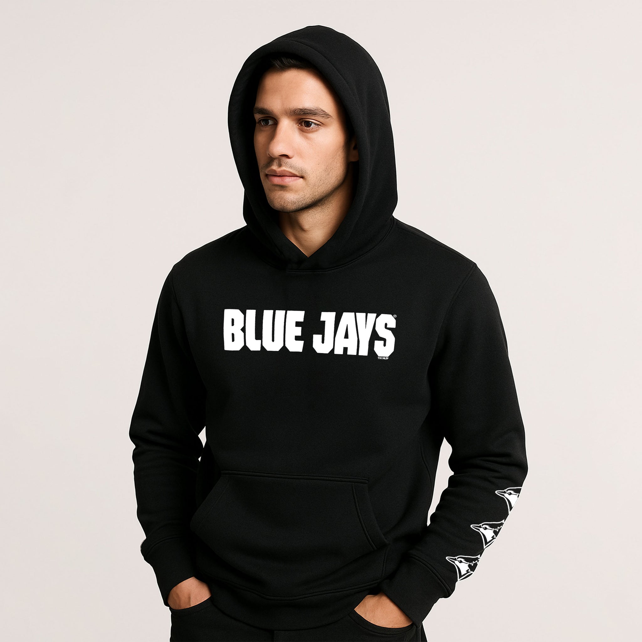 Men’s Casual BJ Rubber Print  Black Hoodie