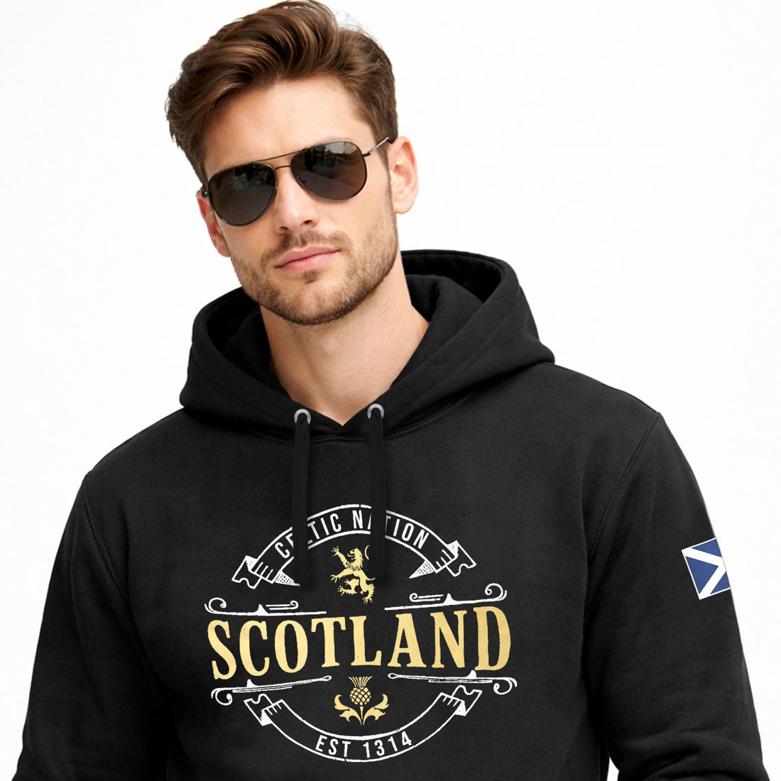 Men's Black Scotland Embroidered Hoodie