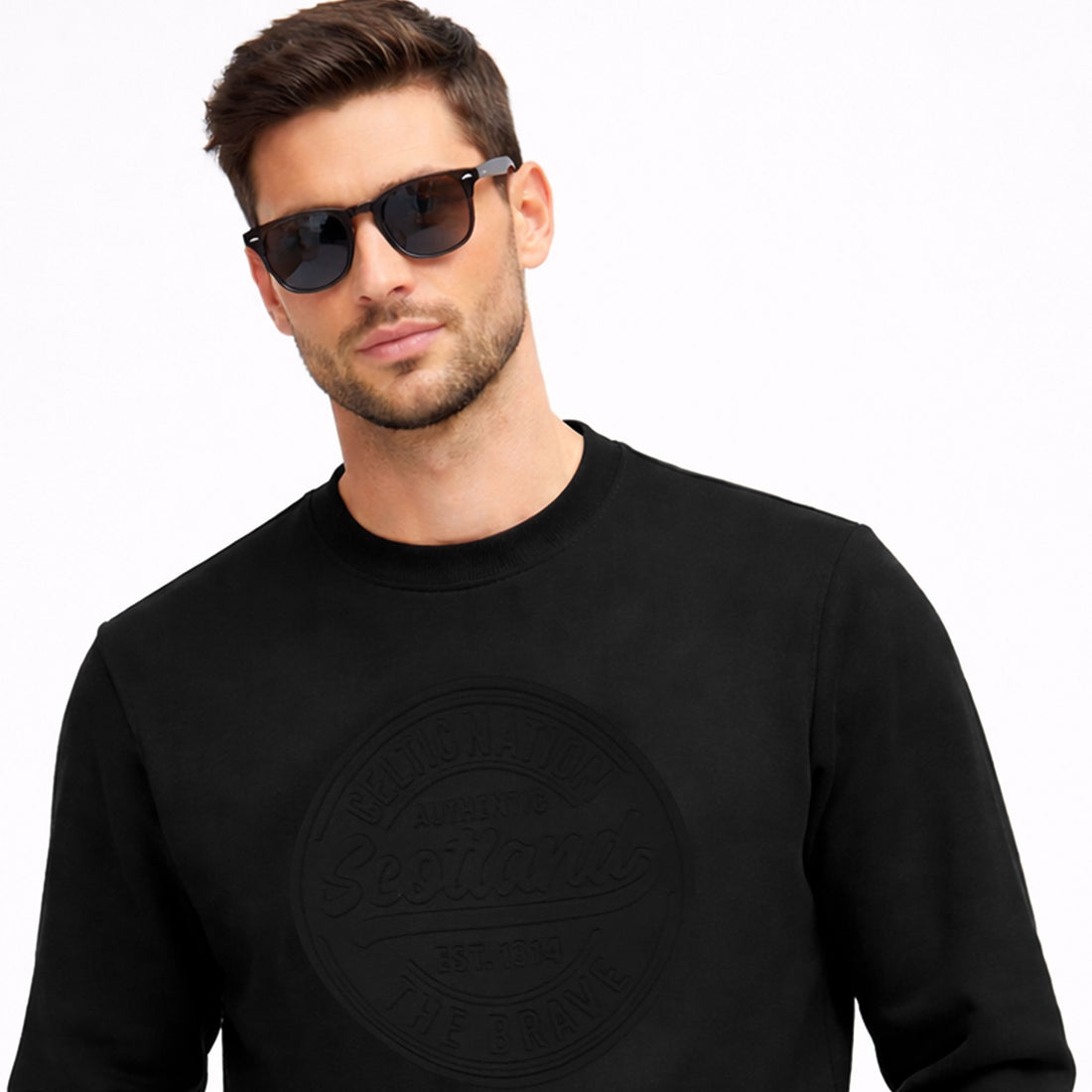 Men's Black Scotland Embossed Sweatshirt