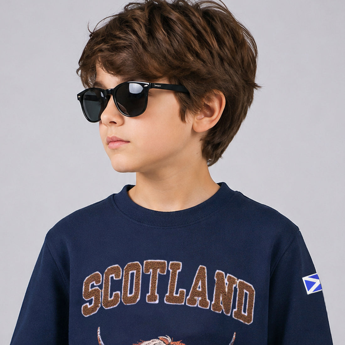 Kids Scotland Cow Embroidered Sweatshirt