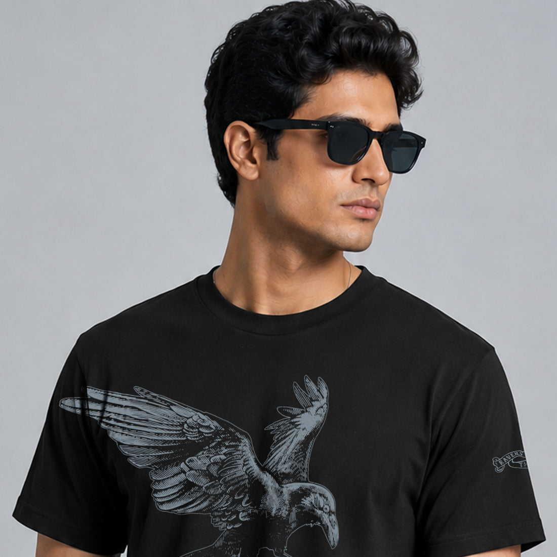Black Graphic Tee with the Eagle Print