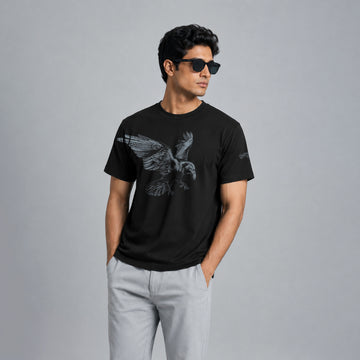 Black Graphic Tee with the Eagle Print