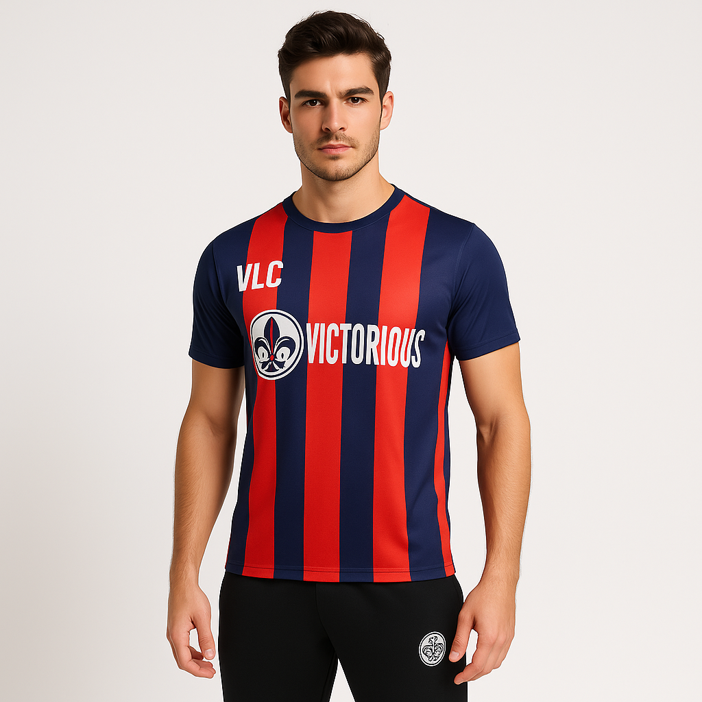 MICRO POLYESTER RED & NAVY & BLACK & BLUE PRINTED T SHIRT